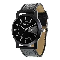 Stylish And Trendy Black PU Strap Analog Watch For Men-thumb1