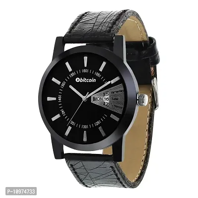 Stylish And Trendy Black PU Strap Analog Watch For Men-thumb2