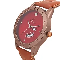 Day And Date Brown Synthetic Leather Watch For Men-thumb2