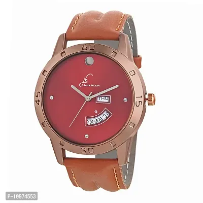 Day And Date Brown Synthetic Leather Watch For Men-thumb2