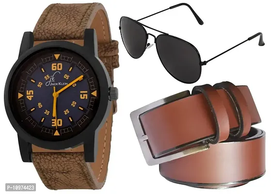 Stylish And Funky Wrist Watch With Belt And Aviator Glasses-thumb0