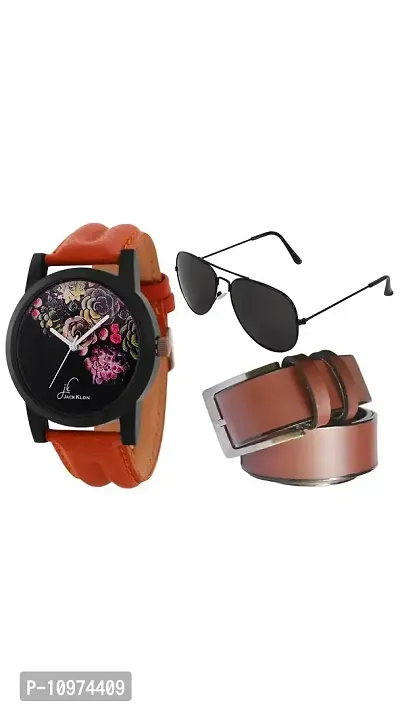 Flower Edition Wrist Watch With Belt And Aviator Glasses