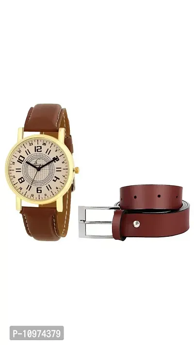 Stylish Look Leatherette Needle Pin Point Belt And Get Watch