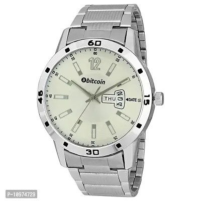 Stylish And Trendy Silver Metal Strap Analog Watch For Men-thumb0