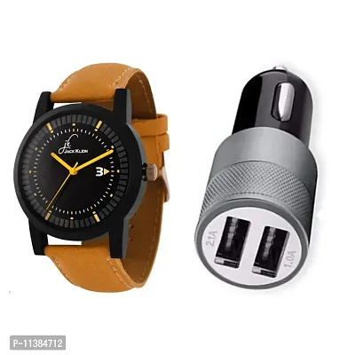 Classy Analog Watches for Men with Car Charger