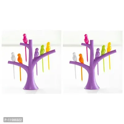 BIRD SHAPE FRUIT FORKS WITH PACK OF 2 (MULTICOLOR)-thumb0
