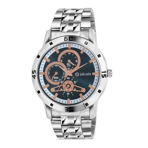 Bitcoin Stainless Chain Analog Wrist Watch for Men