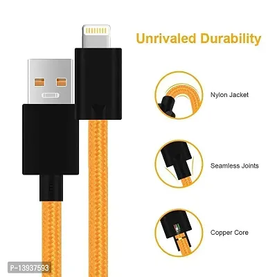 Double Braided Nylon USB Type-iOS (ORANGE)-thumb0
