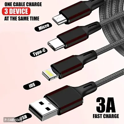 Multi Pins Charging Cables 3 in 1 Data Cable Supported with All iOS, Android  Other Devices-thumb0