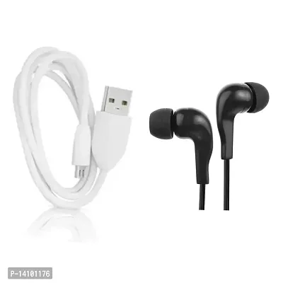 COMBO PACK OF USB DATA CABLE TYPE -A  EARPHONE BLACK-thumb0