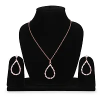 Rose Gold Cubic Zirconia Pendant With Chain  Stud Earring Set For Women JW-053-thumb4