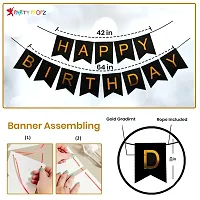 Happy Birthday Banner Decoration Items Combo Set with Metallic Pink  Black Balloons(100 Pcs)-thumb1