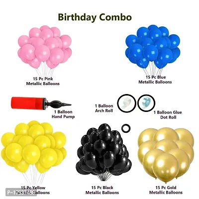 Combo Set For Decoration with 1 Pc Air Pump| 1 Pc Glue Dot Roll| 1 Pc Arch Strip| 50Pcs each Color Balloons(PINK+BLUE+YELLOW+BLACK+GOLDEN)-thumb0