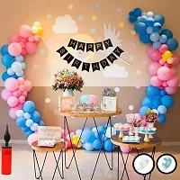 Combo Set For Decoration with 1 Pc Air Pump| 1 Pc Glue Dot Roll| 1 Pc Arch Strip| 50Pcs each Color Balloons(PINK+BLUE+YELLOW+BLACK+GOLDEN)-thumb1