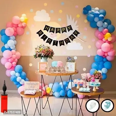 Combo Set For Decoration with 1 Pc Air Pump| 1 Pc Glue Dot Roll| 1 Pc Arch Strip| 50Pcs each Color Balloons(PINK+BLUE+YELLOW+BLACK+GOLDEN)-thumb2