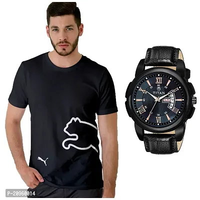 Stylish Men's T-shirt With Free Trending Watch