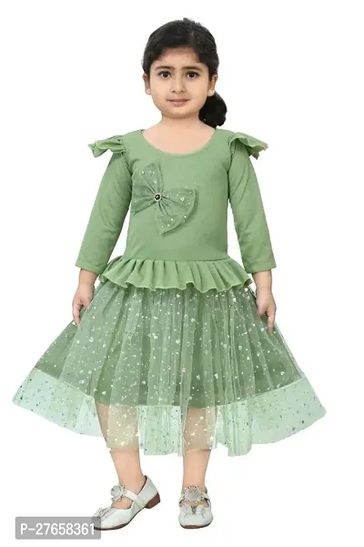 Classic Net Embellished Dresses for Kids Girls-thumb0