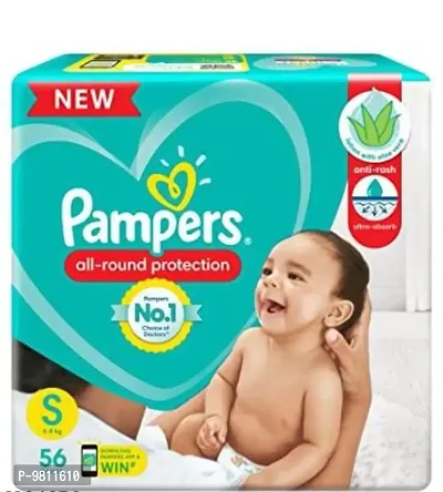 Pampers All round Protection Diaper Pants, New Born, Extra Small size baby diapers 56 Counts