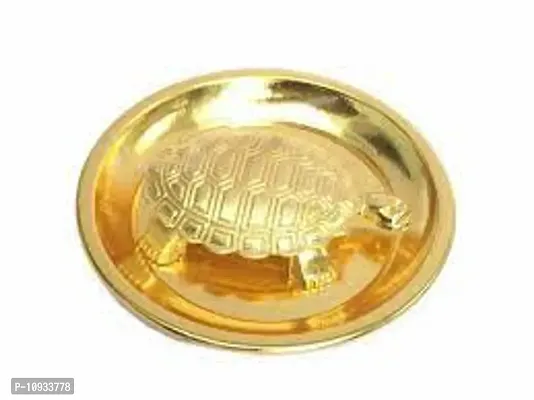 Yatharth - Golden Sarva Ichha Kachua Kachuva Plate Metal Yantra Wish Turtle Tortoise Decorative Showpiece/ Metal Vastu/ Feng Shui Tortoise on Plate for Career  Good Luck, Wealth  Success in Business-thumb0