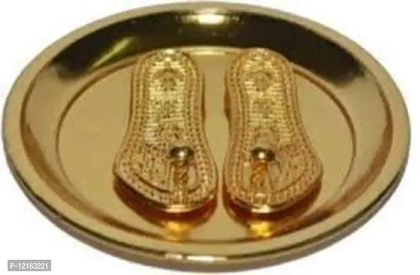 Yatharth - Maa Laxmi Charan Paduka with Golden Plate Brass Yantra  (Pack of 1)-thumb0