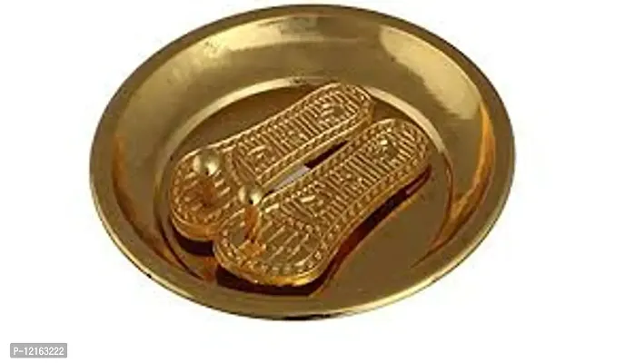 Yatharth - Maa Laxmi Charan Paduka with Golden Plate Brass Yantra  (Pack of 1)-thumb0