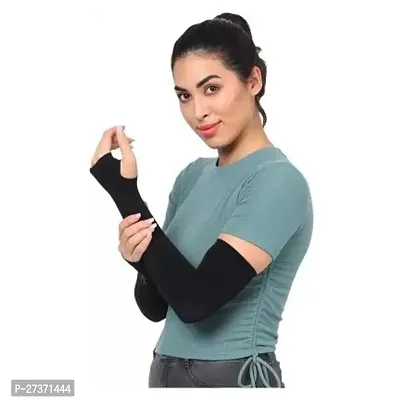 LET SLIM Arm Sleeves UV Sun Protection Arm Cover Sleeves Cooling Long Sleeves Universal Fit for Men, Women  Kids(BLACK,PACK OF 01)-thumb0