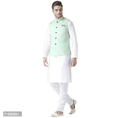 hangup mens Nehru Jacket size 38 (Linen_Basket2_Green_38)-thumb4
