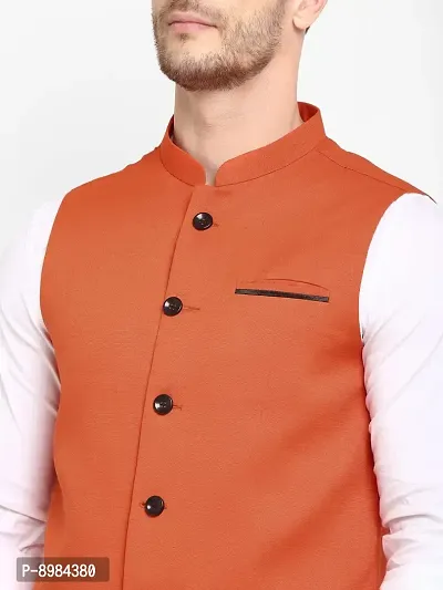 Hangup mens solid nehru jacket Orange_Jute_Nehru_38-thumb5