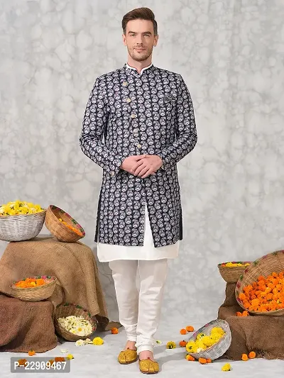 Stylish Fancy Polyester Blend Kurta And Bottom Sets For Men-thumb0