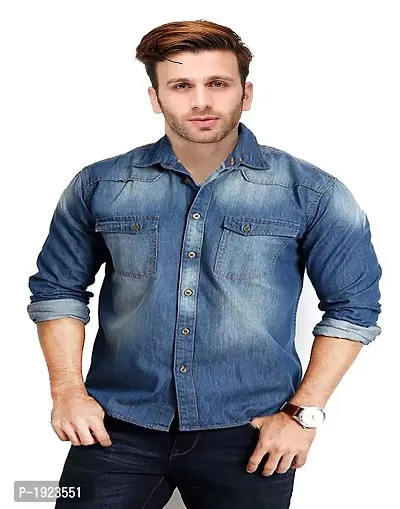 Hangup Blue Cotton Solid Slim Fit Casual Shirt-thumb0