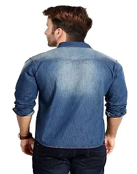 Hangup Blue Cotton Solid Slim Fit Casual Shirt-thumb2