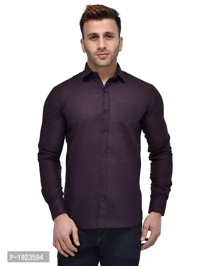 Hangup Purple Cotton Blend Solid Slim Fit Casual Shirt-thumb0