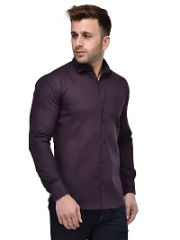 Hangup Purple Cotton Blend Solid Slim Fit Casual Shirt-thumb1