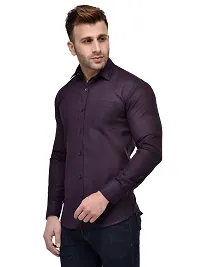 Hangup Purple Cotton Blend Solid Slim Fit Casual Shirt-thumb2