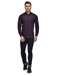 Hangup Purple Cotton Blend Solid Slim Fit Casual Shirt-thumb3