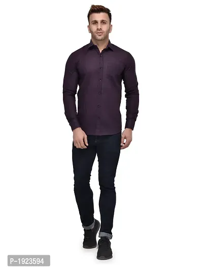 Hangup Purple Cotton Blend Solid Slim Fit Casual Shirt-thumb4