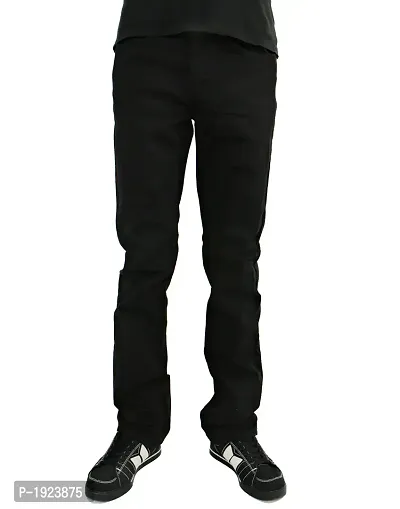 Black Denim Mid Rise Jeans For Men-thumb0