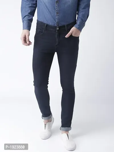 Black Denim Mid Rise Jeans For Men