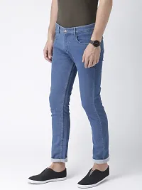 Blue Denim Regular Fit Mid-Rise Jeans For Men-thumb1