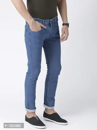 Blue Denim Regular Fit Mid-Rise Jeans For Men-thumb3