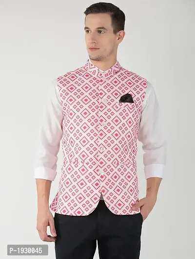 Multicoloured Blended Printed Nehru Jackets-thumb0