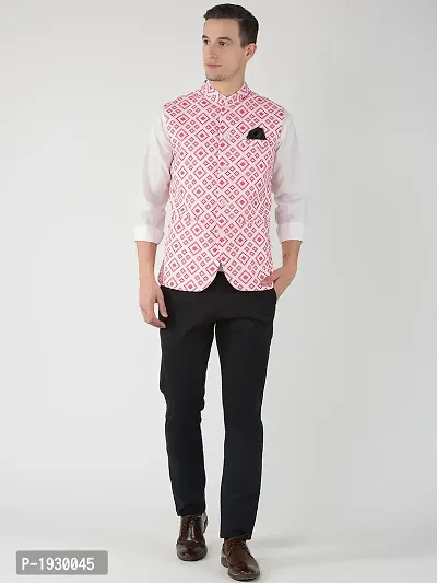 Multicoloured Blended Printed Nehru Jackets-thumb4