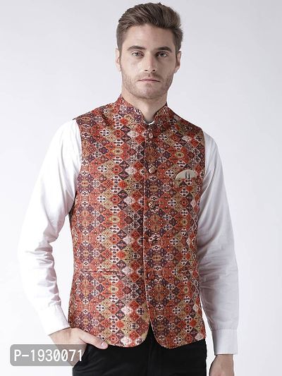 Multicoloured Blended Printed Nehru Jackets