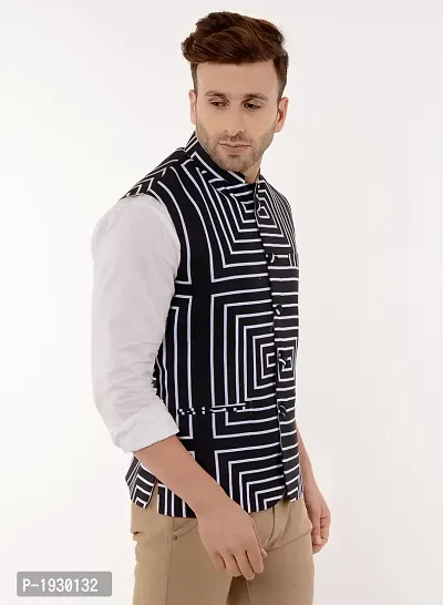 Multicoloured Blended Printed Nehru Jackets-thumb4
