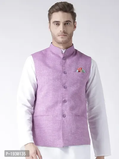 Purple Blended Solid Nehru Jackets-thumb0