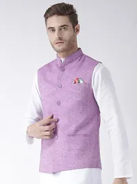 Purple Blended Solid Nehru Jackets-thumb1