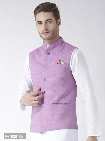 Purple Blended Solid Nehru Jackets-thumb2