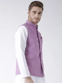 Purple Blended Solid Nehru Jackets-thumb2