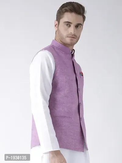Purple Blended Solid Nehru Jackets-thumb3