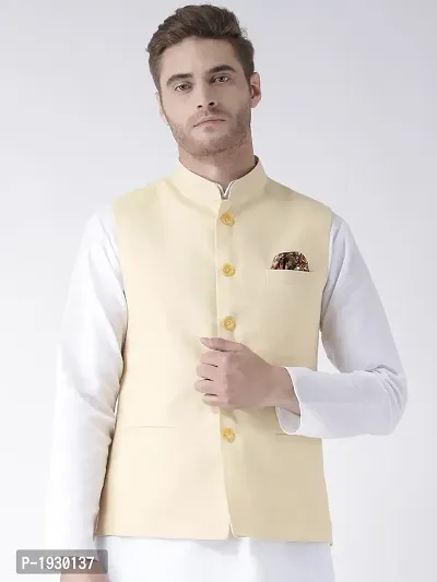 Yellow Blended Solid Nehru Jackets